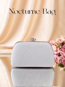 1 Túi Nocturne, Ví cầm tay nhỏ đính đá lấp lánh bạc một mặt, Dây đeo vai bằng kim loại, Túi dạ hội thời trang và thanh lịch, Ví cầm tay dự tiệc trang trọng cổ điển, Thích hợp cho những dịp trang trọng, Đám cưới, Tiệc tùng, Hòa nhạc, Quà tặng cho phụ nữ - Bạc - Xem 6