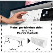 Spandex Table Skirts 6ft Rectangle Table, Table Cover 6ft Table With Skirt, Fitted Rectangular Stretchable Table Cloth Wedding Party Exhibitions Cocktail Bar Patio - Black - White + 72 X 29.5 Inch (Rectangular) - View 6