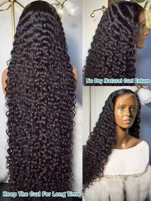 34 Inch Deep Wave 5x5 13x4 13x6 Lace Front Human Hair Wig 200% Density 100% Brazilian Virgin Human Hair Curl 360 Full Lace Frontal Wig Pre-Plucked With Baby Hair Natural Black Color Human Hair For Women - Natural Black - View 5