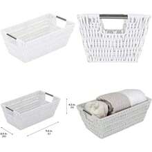 Simplify 38 x 33 x 12,7 cm, Asas Tejidas, guardería, Sala de Juegos, Juguetes, Dormitorio, Armario, Ropa, Oficina, Cesta organizadora Decorativa de ratán, Grande, Color(Small Shelf Blanco) - Tipo 2 - Ver 1