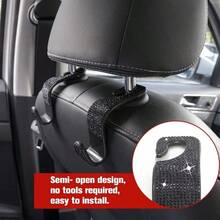 2/4pcs Black & White Diamond Car Seat Back Hooks, High-Quality Black & White Diamonds Meticulously Embedded, Reflecting Alluring Brilliance Under Car Interior Lighting, Instantly Elevating The Overall Class Of Your Vehicle, Showcasing Elegance And Luxury
