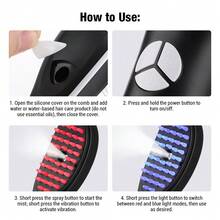 Hailicare Massage Comb| Electric Spray Massage Comb Three Gear Vibrating Spray Massage Comb Micro Current Head Meridian Massager Physiotherapy Red And Blue Light Nourishing Scalp - Black and White - View 9