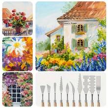 10-Piece Palette Knife Set, Stainless Steel Artist Spatula, Oil & Acrylic Paint Mixing, Comfort Wood Handles, Diverse Shapes & Sizes - Palette Knife - View 4