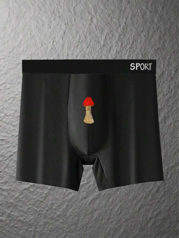 1pc Men's New Boxer Briefs, Creative Abstract Print, Soft Skin-Facing Fabric.