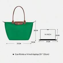 Longchamp 女式帆布折叠手提包大号笔记本电脑单肩手提包，适合通勤、工作或日常使用，女士休闲手提包钱包 - 綠色 - 查看 5