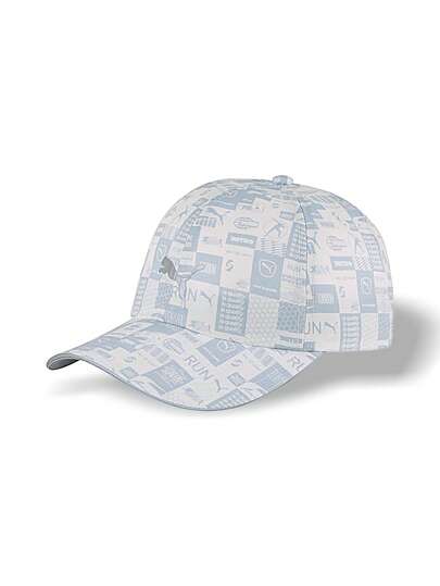  PUMA Men Running Cap III Lightweight Breathable Quick Dry Sweat Absorption Adjustable Fit Soft Skin-Friendly Color Block Logo Running Gym Outdoor Travel Daily White Light Blue 5291169