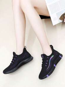 Zapatos Transpirables Zapatos Deportivos Ligeros Para Mujere , Antideslizantes Y Transpirables Para Mujer Tenis Deportivos - negro morado - Ver 11