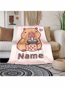 1pc Customizable Capybara Blanket – Soft, Comfortable, Warm Personalized Blanket, Suitable For Home, Office Or Camping – Perfect Gift For Friends And Family, Personalized Blanket, Birthday Gift - Multicolor - View 6