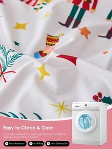 1pc Christmas Tree & Reindeer Print Fitted Sheet, Fits Mattress Depth 9" To 12", Soft, Wrinkle-Free, Breathable, Fits Various Bed Sizes, Machine Washable. Fashionable Christmas Decor Fitted Sheet, Essential For Bedroom & Dorm, Oeko-Tex Certified