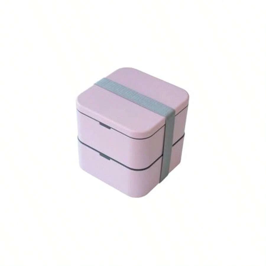 Cuisena RPET 2 Layer Square Bento Box Keeping Main Courses Separate From Sides Or Snacks LeakProof Storage Compact And Convenient For Packing Lunches For Work School Or Picnics Pink - Pink - View 1