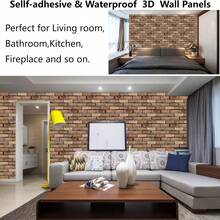 10/20 Pcs 3D Brick Pattern Creative Three-Dimensional Wall Stickers Self-Adhesive Wallpaper Easy To Peel And Stick Can Be Cut Wall Art Murals For DIY Kitchen Bathroom Office Living Room Home Wall Decor