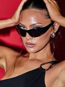 1pcY2K Wraparound Style Fashion Glasses, Millennium Future Style, European And American Glasses, Integrated Personalized Glasses For Summer Beach Vacation,Outdoor,Travel - màu đen - Xem 2