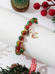 Christmas Beaded Reindeer Bracelet, Cute Niche Versatile Sweet Accessory