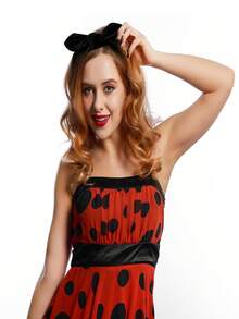 1 Piece Bohemian Elastic Satin Headband – Wide Bunny Ear Design, Non-Slip, Soft & Thick; Suitable For Yoga, Fitness, Valentine's Day & Halloween - Black - View 3