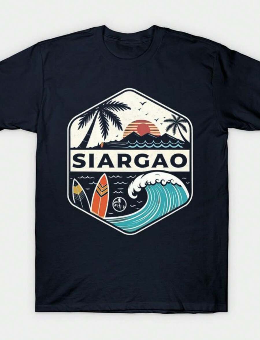 Siargao Island T-Shirt.Jpg220G Heavyweight Cotton T-Shirt For And Wo – Crafted From Thick, Breathable Pure Cotton For Lasting Comfort And Durability. Perfect For Work, Gym, Travel, Casual Outings, Outdoor Sports, And Layering In All Seasons. Great For School, Streetwear, Or Just Relaxing At Home. - 黑色7 - 查看 1