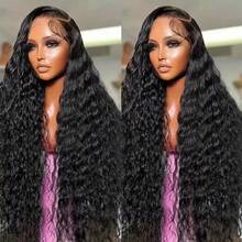34 Inch Deep Wave 5x5 13x4 13x6 Lace Front Human Hair Wig 200% Density 100% Brazilian Virgin Human Hair Curl 360 Full Lace Frontal Wig Pre-Plucked With Baby Hair Natural Black Color Human Hair For Women - Natural Black - View 6