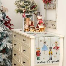 1 pezzo Simpatico Schiaccianoci Buon Natale Tovaglia, Decorazione natalizia invernale per cucina e tavolo da pranzo, Palla di Natale, Decorazione natalizia con fiocchi di neve dorati per feste in casa e all'aperto - Multicolore - Visualizzare 6