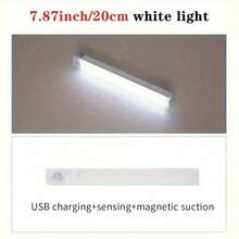 1 件 4 英寸/8 英寸/11.9 英寸/19.8 英寸运动传感器 LED 灯条，暖光/白光，可充电，无线，超薄，可调光，适用于橱柜、厨房、走廊、衣柜（塑料） - 白色 - 查看 13