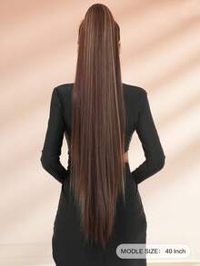 7JHH WIGS 40 pollici Estensione per coda di cavallo dritta extra lunga color miele marrone con laccio, in fibra sintetica resistente al calore, morbida parrucca finta per uso quotidiano e per feste