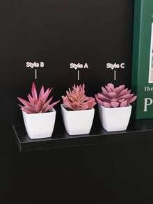 1pc/3pcs Plastic Artificial Mini Plant Potted Decor, Modern Fake Plant Ornament, Suitable For Home, Living Room, Bookshelf, Wedding, Valentine's Day, Party