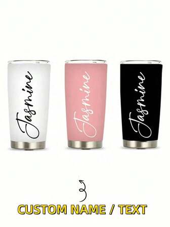 1pc Customized Text Stainless Steel Vacuum Insulated Water Bottle, Customizable Text, Metal Coffee Cup, Keeps Hot/Cold, Easy To Clean, Fashionable & Cute, Colorful, Personalized, Unique, Ideal Gift For Friends, Colleagues, Family, Office