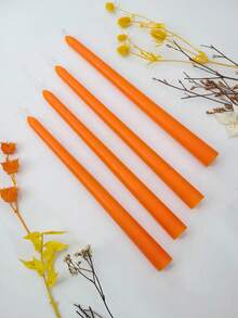 4pcs Long Orange Scented Candles Set, Soybean Wax Scented Candle, Suitable For Wedding And Christmas Decoration, Indoor Room Decoration, As Holiday Gifts, For Best Friends, Graduation Party, Birthday Party Decoration, Mother's Day Gift.Christmas Slender Candle Home Decoration Candle Stand