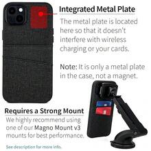 14 Plus Card Case With Built-In Metal Plate For Magnetic Mounting & 2 Card Holder Pockets: Luxe M2 Wallet, Canvas Style Synthetic Leather ( 14 Plus, Black){"Size_name":"14Plus","Color_name":"Black"} - Multiwarna6 - View 4