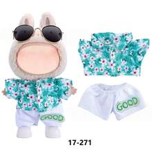 New Casual Fashion Outfit Set, Includes T-Shirt, Shirt, Tulle Skirt, Princess Dress, Overalls, Compatible With 17cm FORLABUBU Dolls (Doll And Shoes Not Included) - Multicolor - View 16