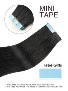 Mini Tape in Extension per Capelli Umani, Doppio Lato, Invisibili, Senza Cuciture, 10 Pezzi/Set, Lisci Naturali, Neri, Castani, Biondi - S1 - Visualizzare 10