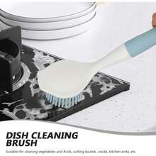 Healeved Cepillo De Lavado De Trastes De Silicona con Mango Largo No Se Adhiere Al Aceite Cepillo De Cocina Antideslizante para Limpiar Ollas y Sartenes Ideal para Eliminar Grasa y Suciedad - 1 - Ver 4