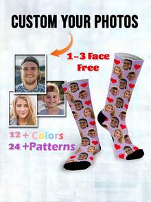 Customized Face Pattern Socks, Can Customize Interesting Face Patterns, Can Customize Photo Socks, Father's Day Gift, Personalized Gift For Mom - Multicolor - View 9