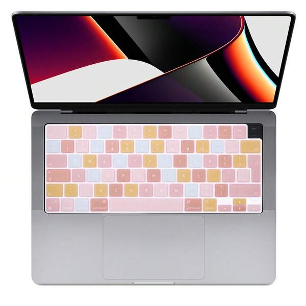 1 pieza Funda de teclado de silicona ultrafina con diseño en inglés, distribución de teclado en diseño europeo, compatible con modelos 2025 2024 2023 Air 13.6"15" M4 M3 M2 A3240 A2941 A3241 A3114, Pro 14" 16" M4 M3 M2 M1(2021 2023 2024) A2442 A2779 A2918 A2992 A2485 A2780 A2991, protector de teclado anti-polvo, disponible en negro, blanco y rosa