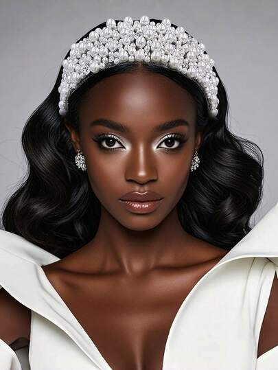 1pc Pearl Wide Headband, Minimalist & Fashionable Bridal Crystal Hairband Suitable For Wedding, Holiday, Christmas Party, Daily Casual, Commute, Dance, Gathering Valentine's Day Accessories