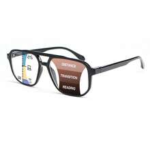 Óculos de leitura multifocais premium de 1 peça, design exclusivo de ponte dupla, lentes progressivas de alta definição, óculos de leitura com esquema de cores clássico, essenciais para negócios e lazer - Preto - Ver 17