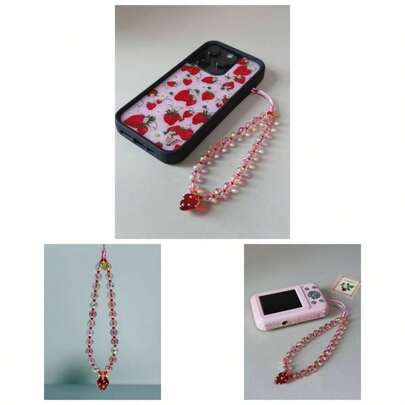 - Correa de pulsera con abalorio para telfono celular, correa universal para telfono celular, bonita correa de mueca, cadena de abalorio, accesorios hechos a mano para bolsas de cmara