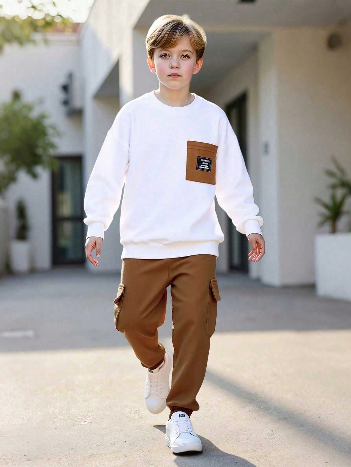 مجموعة ملابس علوية وبنطلون كاجوال للأولاد في الربي...