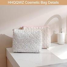 Makeup Bag Travel Cosmetic Bag For Women Girls, Zipper Make Up Pouch, Floral Flowers Toiletry Organizer Makeup, Portable Storage Bag, Cosmetic Travel Cloth Bag (L/Large Blue Flowers){"Color_name":"U8Large/LargeBlueFlowers"} - U8大/大藍色花朵 - 查看 6