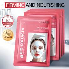 1/3/5pcs Collagen Anti-Wrinkle Nourishing Face Mask, Moisturizes And Brightens Skin, Restores Skin Elasticity, Deeply Hydrates - Multicolor - View 1
