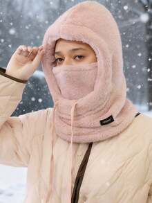 1 buc sau 2 buc mască de față din fleece pentru exterior - șnur elastic, caldă pentru ciclism, schi, sporturi în aer liber, culoare solidă, moale, din pluș, îngroșată, rezistentă la vânt, cagula, încălzitor de gât, potrivită pentru ieșiri zilnice, schi, ciclism, haine asortate, echipament de iarnă - Multicolor - Vizualizare 5