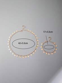 Set handgefertigtes minimalistisches Halsketten- und Armbandset aus Gold-Kupfer-Legierung mit Strasssteinen, geeignet für Alltag, Freizeit, Party, Geschenk (handgefertigte Kettenlänge individuell anpassbar) - 28955-G - Übersicht 3