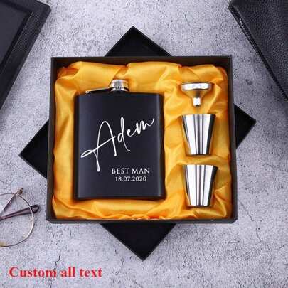 Personalized Flask Gift For Men,Bachelor Party Gifts,Groomsmen Gifts,Best Man Gift,Dad Gifts,Wedding Gift For Groomsman, Boyfriend Gift. Groomsmen Best Man Usher Groom Gift Personalised Matte Black 6oz Hip Flask, Custom 6oz Hipflask, Personalized Hip Flask, Laser Engraved Flask, Party Gifts, Wedding Party Favors, Gift For Him, Bridesmaid Gift
