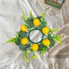 Artificial Lemon Candle Ring Spring Faux Greenery Candle Wreath Table Centerpieces For Home Holiday Party - Multicolor - View 5