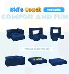 Sofá modular, sillón de espuma de sofá convertible, juego de sofá de felpa plegable (azul marino), 23116480 - Azul Marino - Ver 2