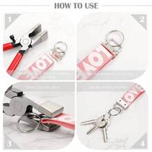 50X Key Fob Hardware Set With Split Rings Pliers For Wristlet Clamp Lanyard UK - Red - View 5