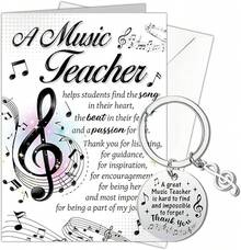 HOWAF Music Teacher Appreciation Gifts Cards Music Teacher Appreciation Keychian, Thank You Musical Teachers Cards With Keyring For Women Teachers GiftsMusic Teacher Appreciation Gifts Cards Appreciation Keychain, Thank You Musical Cards With Keyring For Women Gifts - 1_ - View 1
