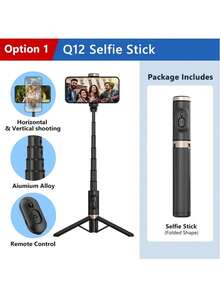 2025 NEW Bluetooth Selfie Stick Foldable Wireless Tripod With Bluetooth Shutter Monopod Live Photograph Compatible With Iphone - Black - View 9