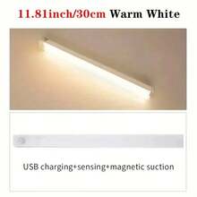 1 件 4 英寸/8 英寸/11.9 英寸/19.8 英寸运动传感器 LED 灯条，暖光/白光，可充电，无线，超薄，可调光，适用于橱柜、厨房、走廊、衣柜（塑料） - 白色 - 查看 15