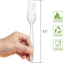 POSATE Heavy Duty Plastic Forks, Clear Disposable, Pack Of 60 - ColorB - View 2