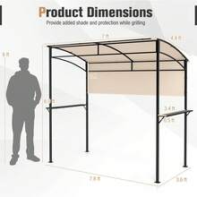 7.8 X 4.4 FT Grill Gazebo Outdoor Patio BBQ Canopy W/ Metal Shelves For Backyard - 米色和黑色 - 查看 5