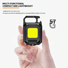 1pc Cob Small Flashlight, 1000Lumens Bright Rechargeable COB Keychain Flashlights, 5 Light Modes Portable Pocket Light With Folding Side Lights Bottle Opener And Magnet Base For Walking And Camping